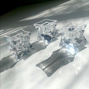 Set of 3 St. George 24% Lead Crystal Candlestick Holders